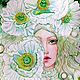Маки . Белые маки и русалка.White poppies. Картины. WATERCOLOR DREAMS|АКВАРЕЛЬНЫЕ ГРЁЗЫ. Интернет-магазин Ярмарка Мастеров.  Фото №2