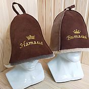 Дача и сад handmade. Livemaster - original item Personalized bath hat made of sheepskin. Handmade.