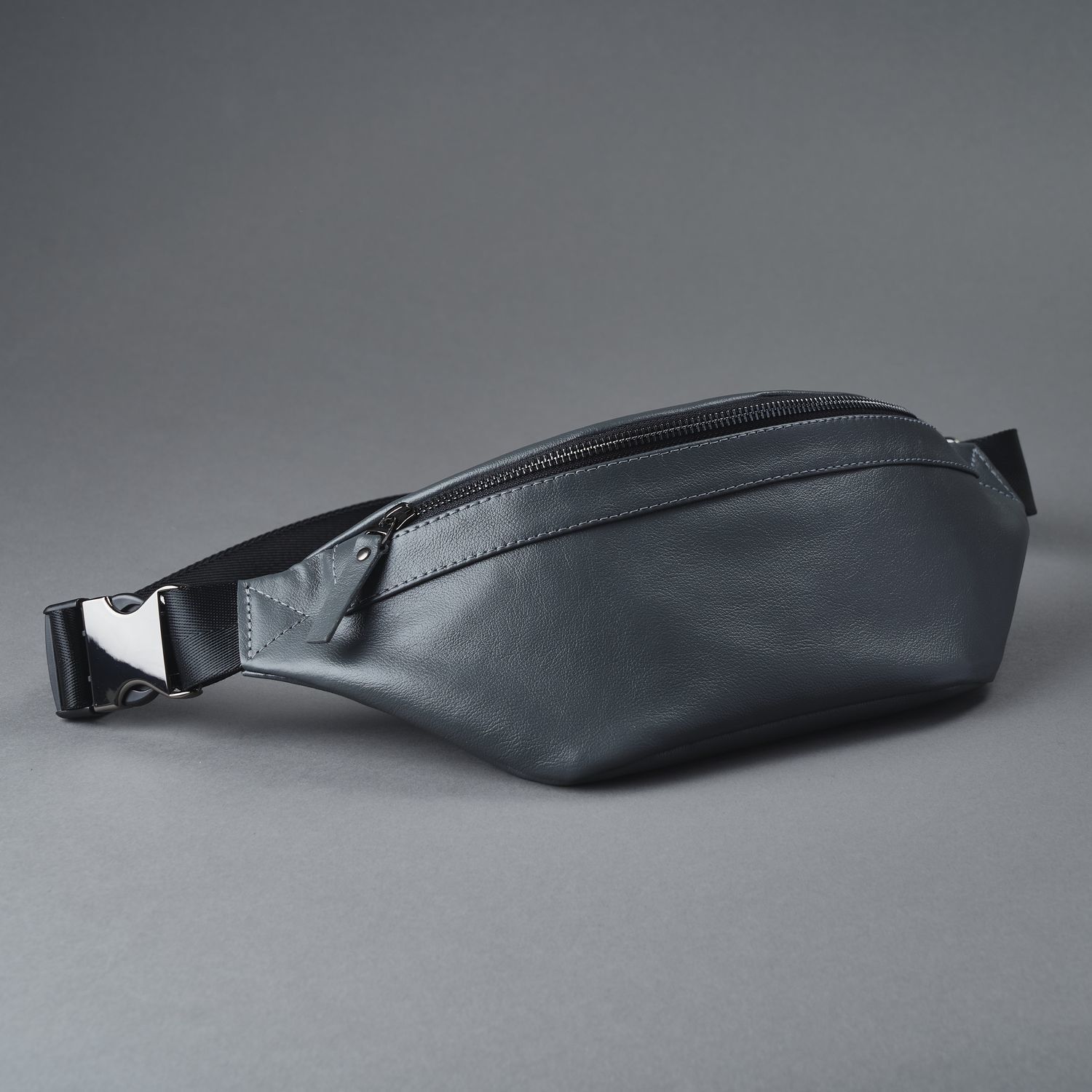 Men's leather waist bag 'Sigma' (Dark gray), Waist Bag, Yaroslavl,  Фото №1
