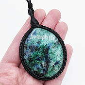 Украшения handmade. Livemaster - original item Fuchsite pendant with kyanite pendant natural stone blue green. Handmade.