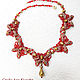 Колье красное из кружева (фриволите) "Бабочки". Колье. КраснА и Ко (KrasnA-jewel). Интернет-магазин Ярмарка Мастеров.  Фото №2
