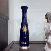 Винтаж handmade. Livemaster - original item Flower vase, porcelain, cobalt, Germany, silver 1970-80(4043). Handmade.
