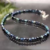 Работы для детей, handmade. Livemaster - original item Beads blue tourmaline indigolite with cut. Handmade.