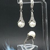 Украшения handmade. Livemaster - original item Jewelry set Pearl Marcasite made of 925 DD0105 silver. Handmade.