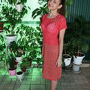 Платье ажурное из хлопка Розовые цветы на 2.5 года