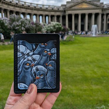Сумки ручной работы. Ярмарка Мастеров - ручная работа Картхолдер из кожи "Метро, час пик". Handmade.