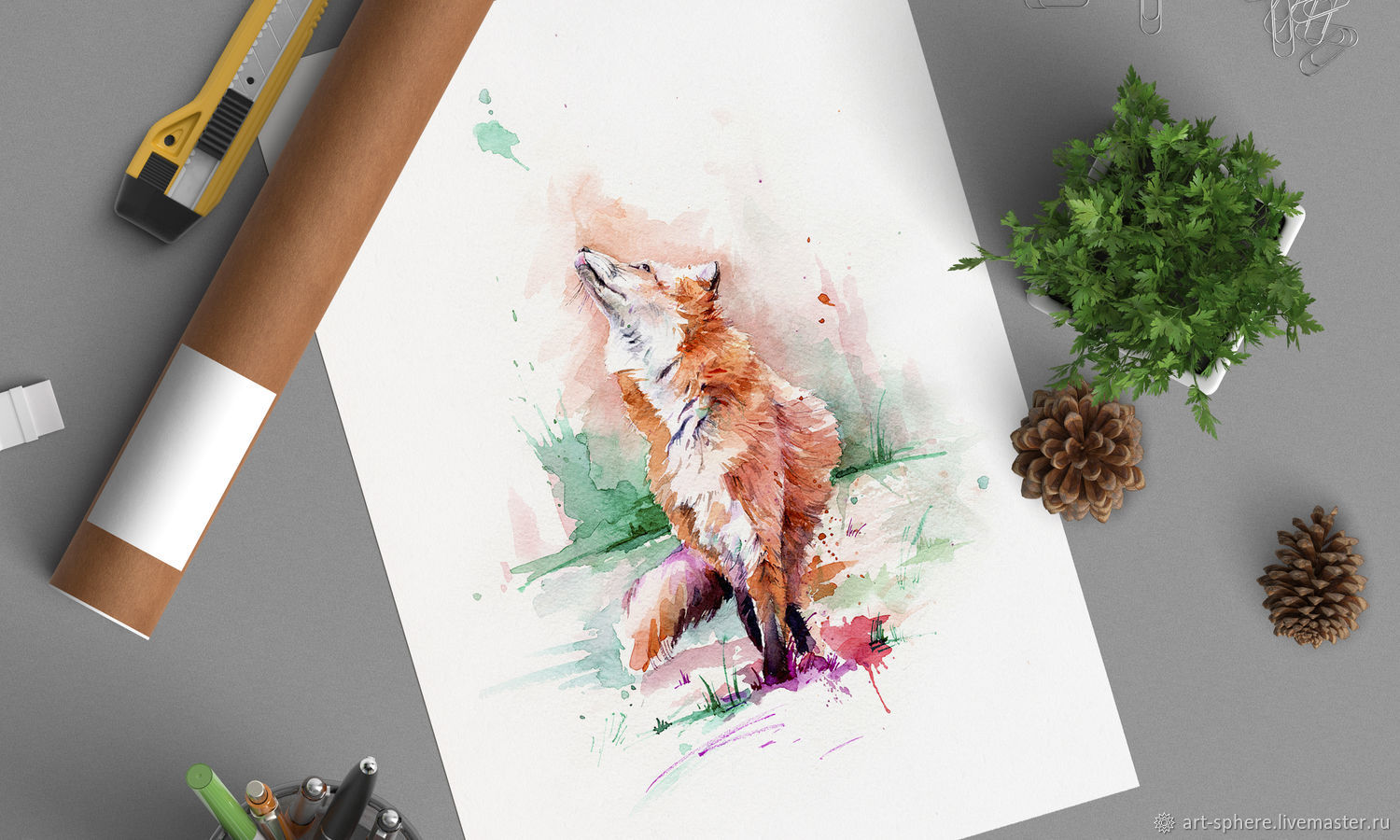 Aquarela por toda parte  Картины с лисами, Изображение дикой прироты,  Художественная роспись