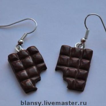 Украшения ручной работы. Ярмарка Мастеров - ручная работа Серьги шоколадки. Handmade.