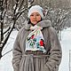 Шапка и шарф "Снегири" комплект. Смешанная техника. Авторская работа. Елена Кузнецова.