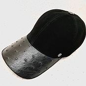 Аксессуары handmade. Livemaster - original item Men`s baseball cap made of genuine ostrich leather and genuine suede!. Handmade.