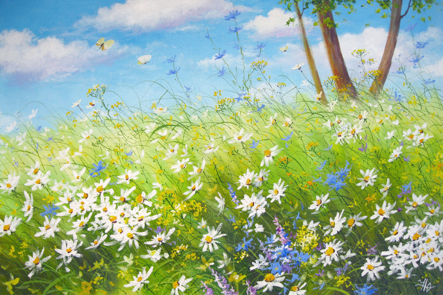 Летний солнечный день рисунок. Картина Ромашковое поле художника Волкова Ефима. Поленов художник поле ромашек.