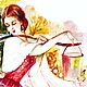 Акварель "Казачка с коромыслом". Иллюстрации и рисунки. Александр Щебуняев (hudojnik-1). Интернет-магазин Ярмарка Мастеров.  Фото №2