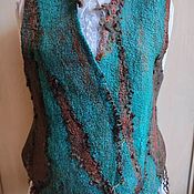 Felted vest with silk Variegated sheep skin