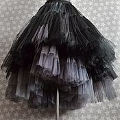Бархатный темно-серый чокер" Black crystal"