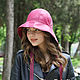 Fisherman's hat women's leather fuchsia hat with brim raspberry lingonberry, Hats1, Krasnodar,  Фото №1