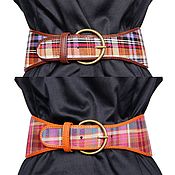 Винтаж handmade. Livemaster - original item Two colors! Stylish wide plaid belt with elastic band. Handmade.
