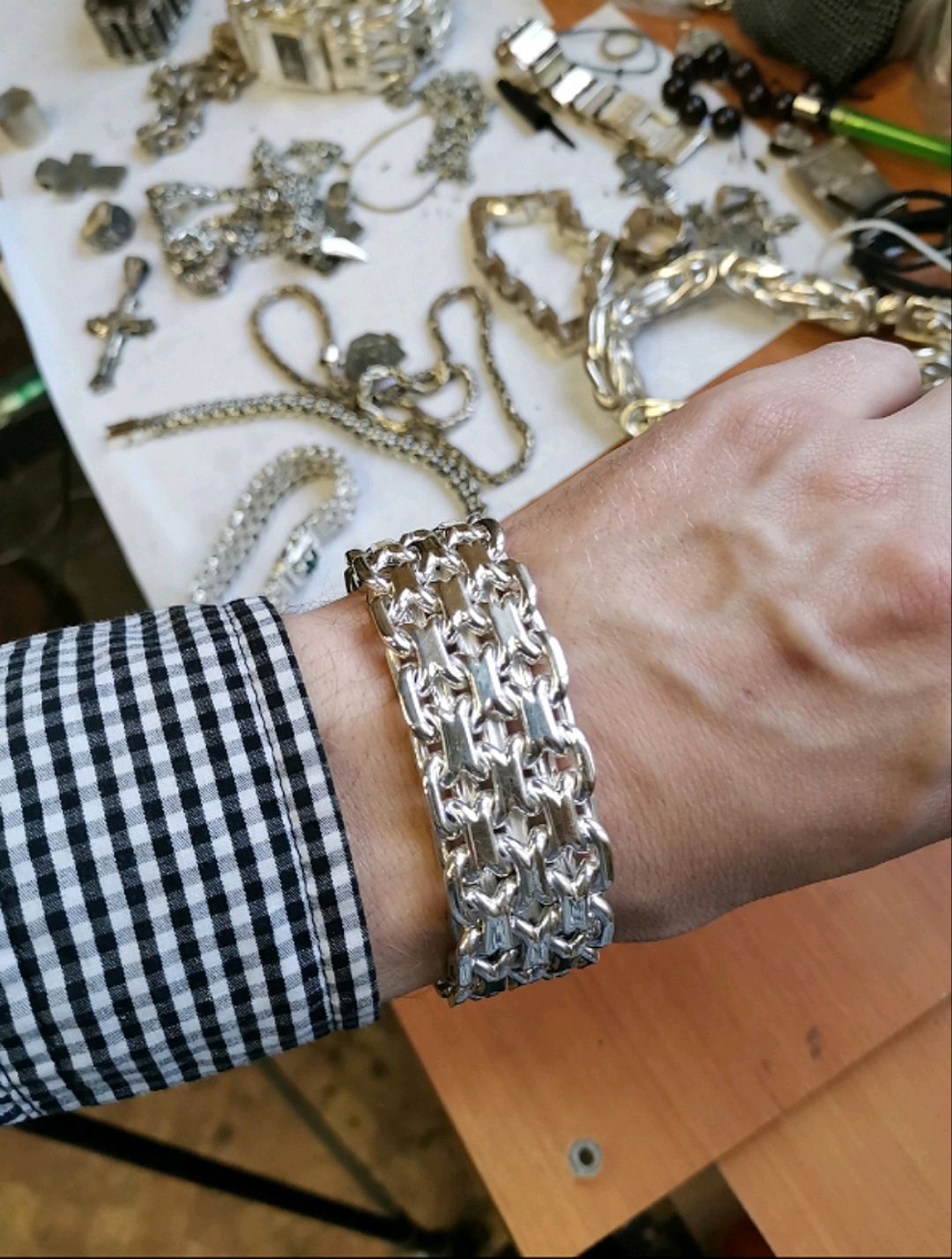 Четырех-рядный браслет, плетение якорное, серебро 925 в интернет-магазинеЯрмарка Мастеров по цене 67650 ₽ – SFN76RU