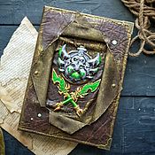 Канцелярские товары handmade. Livemaster - original item A notebook on the World of Warcraft universe with the symbol of the undead robber. Handmade.