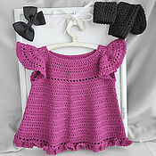 Одежда детская handmade. Livemaster - original item Fuchsia girl dress, 0-3 months. knit dress. Handmade.