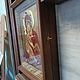 Рукописная Икона Владимирская Богородица в киоте нимб с камнями 30х40. Иконы. Мария Кондрашова. Ярмарка Мастеров.  Фото №4