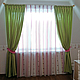 Curtains of pale green cotton for girls with buttons, Curtains1, Moscow,  Фото №1