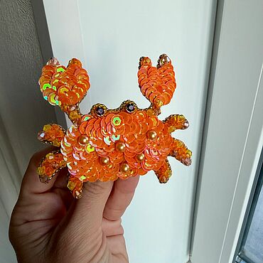 Украшения ручной работы. Ярмарка Мастеров - ручная работа Брошь краб. Handmade.