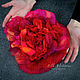 Брошь: Огромная Красная Роза 30 см. Брошь-булавка. Цветы из шелка Анна Киселева. Интернет-магазин Ярмарка Мастеров.  Фото №2