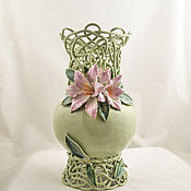 Для дома и интерьера handmade. Livemaster - original item Pink lilies - a vase for fresh flowers. Handmade.
