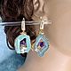 Серьги со срезами агата. Серьги классические. Elena Moonlight Jewelry. Ярмарка Мастеров.  Фото №6