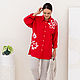 Camisa roja-hermosa con Lino bordado con viscosa. Blouses. NATALINI. Интернет-магазин Ярмарка Мастеров.  Фото №2