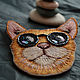 Cat with glasses brooch cat portrait of a pet embroidery cat smooth animal art. Brooches. Home textiles for children and toys. My Livemaster. Фото №5