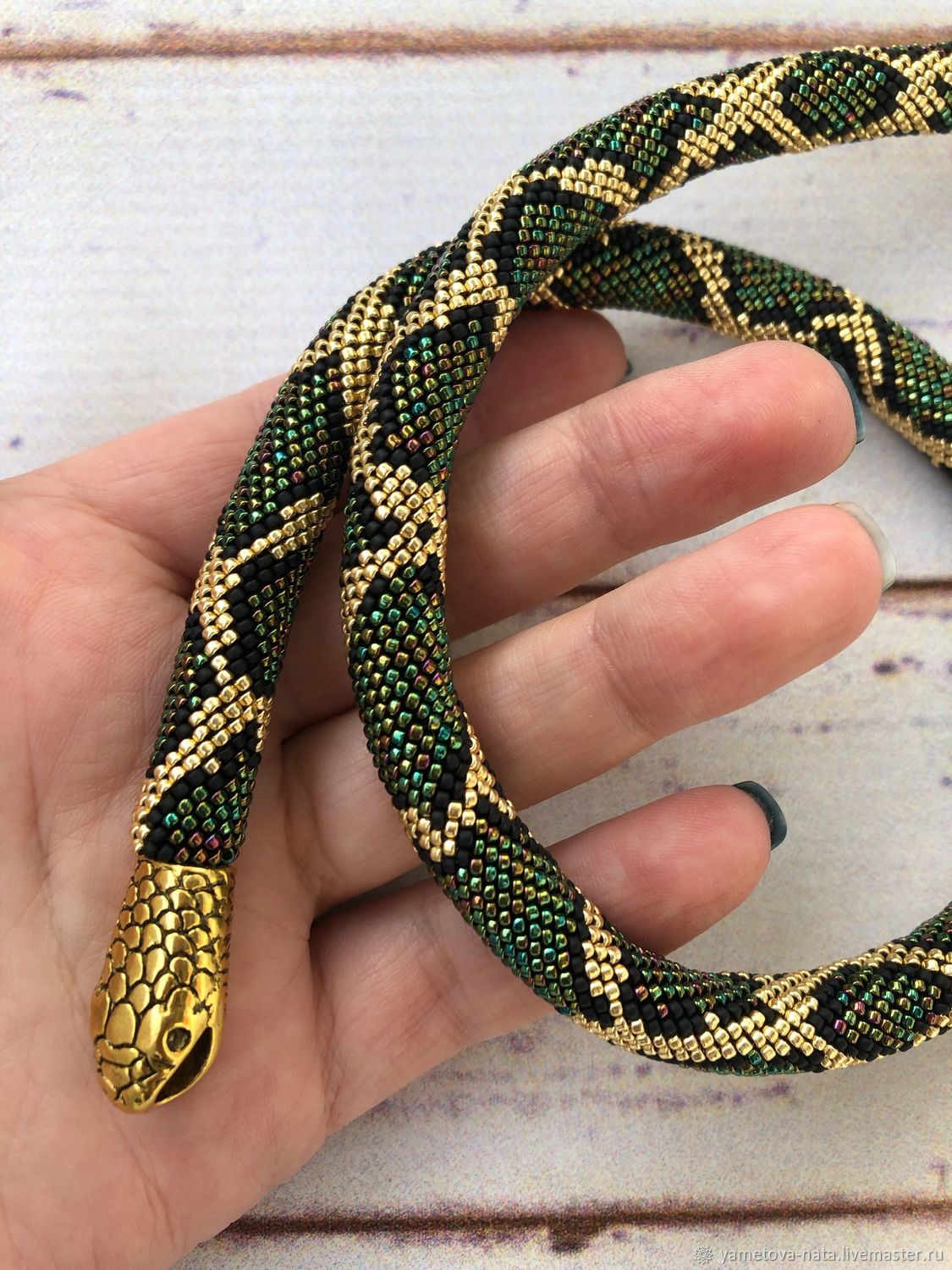 Green Snake Bead Harness, Necklace, Abakan,  Фото №1