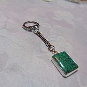 Сумки и аксессуары handmade. Livemaster - original item Charm keychain made of natural green turquoise in 925 silver. Handmade.