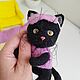 Черный котенок в кресле. Валяная игрушка кошка Войлочная игрушка кот. Войлочная игрушка. Лёлики Валяные игрушки Ольги Деркунской. Ярмарка Мастеров.  Фото №4