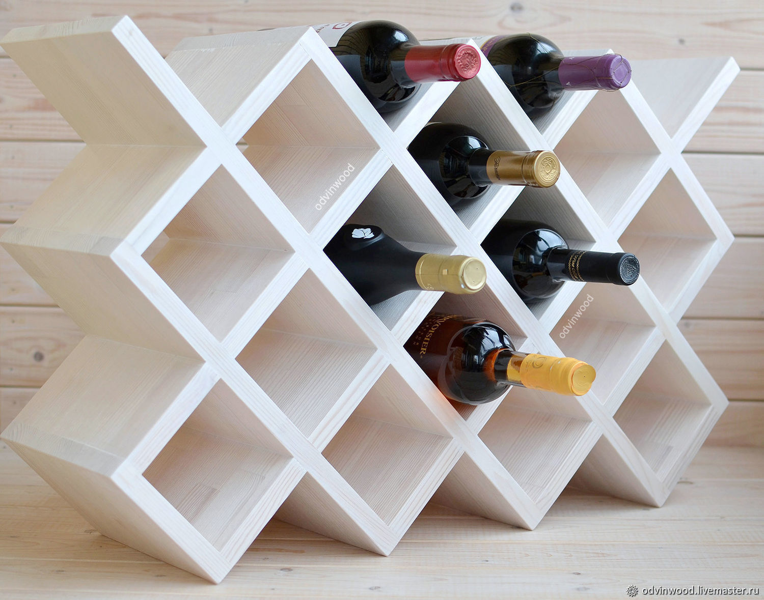 ﻿Подставка-полка для винных бутылок (20 бутылок) из массива бука