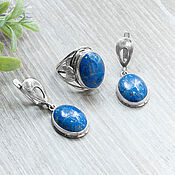 Украшения handmade. Livemaster - original item Lapis lazuli (earrings and ring) (1286). Handmade.