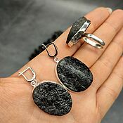 Украшения handmade. Livemaster - original item Natural Black Tourmaline Earrings and Ring 925 Sterling Silver. Handmade.