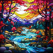 Картины и панно handmade. Livemaster - original item Painting Autumn in the mountains. Landscape. stained glass. buy painting artist. Handmade.
