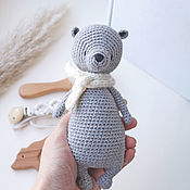 Работы для детей, handmade. Livemaster - original item A crocheted rattle, a gift for a newborn - a bear. Handmade.