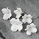 Цветы плотного белого цвета из глины с блеском, набор  5 штук, Бусины, Краснодар,  Фото №1