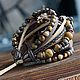 Wide leather bracelet with jasper 'Sand-wood'. Bead bracelet. Ekaterina Rud ( stylish stones ). Online shopping on My Livemaster.  Фото №2
