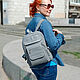 Women's Leather Grey Karen Mod Backpack. P47 - 741, Backpacks, St. Petersburg,  Фото №1