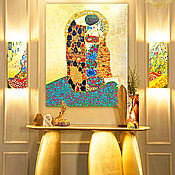 Картины и панно handmade. Livemaster - original item Imagen De Klimt Beso. Piedras semipreciosas, oro potal. Handmade.