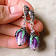 Серьги  Purple tulip, lampwork, серебро 925 пробы, Серьги классические, Москва,  Фото №1