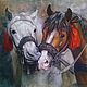 oil paiting A pair of horses (canvas), Pictures, Lobnya,  Фото №1