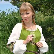 Русский стиль handmade. Livemaster - original item Russian, Slavic linen dress 