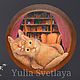 Round oil painting of Cats in the window, Pictures, Zaporozhye,  Фото №1