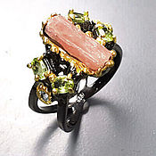 Украшения handmade. Livemaster - original item 925 silver ring with natural pink tourmaline rouge, chrysoli. Handmade.