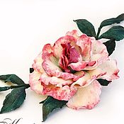 Украшения handmade. Livemaster - original item Flowers leather Tea rose Charm suede brooch gift for woman. Handmade.