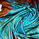 "Бирюза и шоколад" атласный шелковый платок с росписью, Платки, Санкт-Петербург,  Фото №1